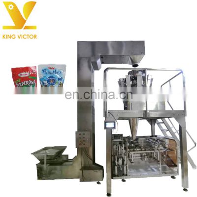 Automatic Doypack with Stand up Pouch Zipper Bag Food Snack Horizontal Flow Filling and Sealing Packing Machine for Potato Chip