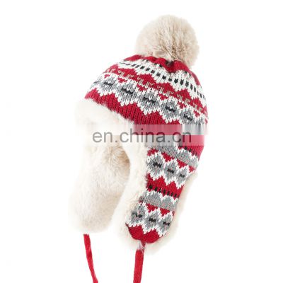 Women Knitted Ear Protection Hat Female Ear Warm Cap Lei Feng Cap Outdoor Autumn Winter Knitted Imitation Rabbit Hair Inner Hat