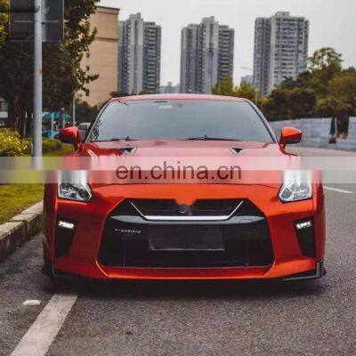 Upgrade To 17+ GT-R Car Bumper Side Skirts Engine Hood Front Rear Lights Body Kit For Niss Gtr R35 2008+
