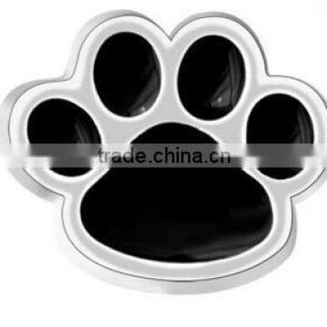 Jewelry Floating Memory Locket Silver P Black Enamel Dog Paw Charms