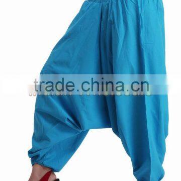 Indian Women Cotton Sky Blue Color Harem Pants Causal Trouser Yoga Dance Baggy Hippie Genie Boho Casual Pants