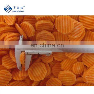 BRC A DIA 30-50mm Crincle Cut Straight Cut Carrot Coin IQF Frozen Slices Carrot from Sinocharm