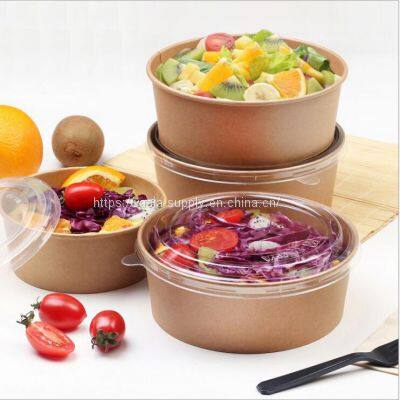 Customized design kraft food containers wholesale round paper bowls for fruit salad