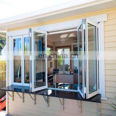 Interior Water tightness insulated folding Windows double glazed Aluminum Alloy Bi-Fold glass Window for house Folding Windows