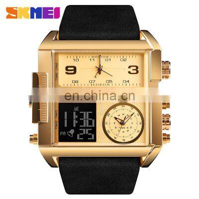 Thailand Hot Selling Big Dial Men Leather Wristwatch Brand Skmei 1391 Custom Logo Fashion 3 Time Chronograph Digital Watch photo-4