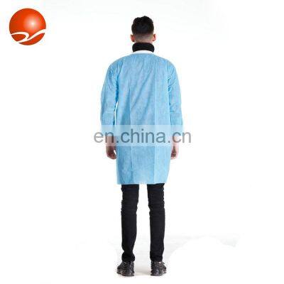 Blue Disposable Polypropylene Lab Coat Visitor Coat With Pockets for Scrubs Medical Supply photo-2