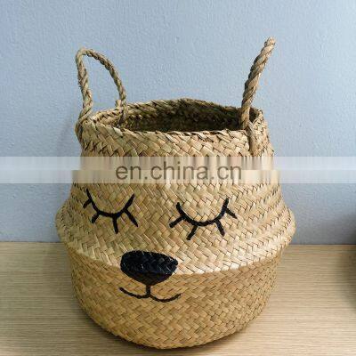 Sleepy Bear Set Seagrass Belly Basket Plant Holder Storage Basket Decor Home High Quality photo-4