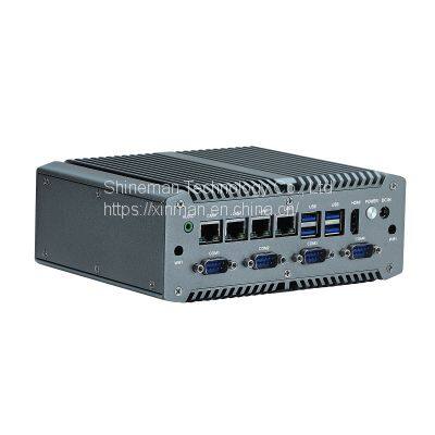 Silver Aluminum Alloy Fanless Industrial Mini PC Intel Pentium 5405U 4x Gbe Ethernet/GPIO/6*COM WIN10/11/Linux Computer