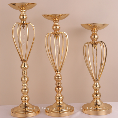 Gold Wedding Road Lead Flower Holder Metal Flower Stand for Wedding Table Centerpiece Wedding Decorations