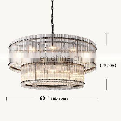 Modern Industrial Style Rivet Crystal Piece Chandelier Lighting Fixture for Living Room Kitchen Island Dining Room Foyer Lobby