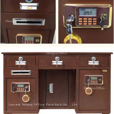 Nova mesa de escritório com design moderno, com cofre biométrico com reconhecimento de impressão digital embutido e abertura para depósito de dinheiro – Ideal para lojas varejistas e escritórios internos de hotéis (OEM disponível) photo-1