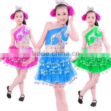 Supply beautiful show girls dance costume kids modern dance arabic Mongolian dance sequin costume