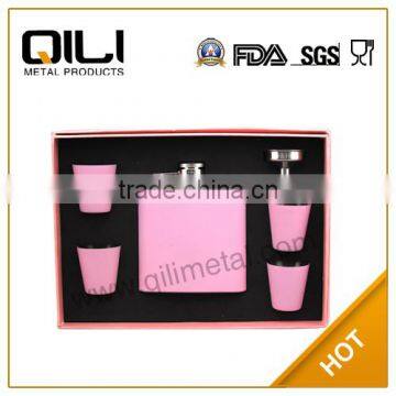 FDA 6oz Promotion engraved hip flask set