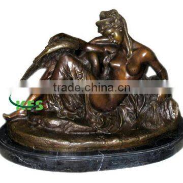 Bronze Nude with Swan statues