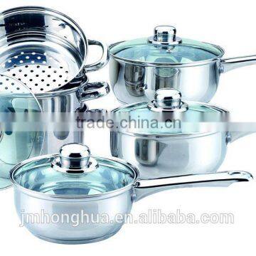 10 PCS stainless steel glass lid cookware set