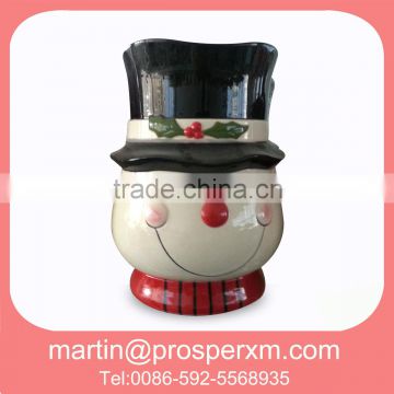 2014 Christmas ceramic cookie jar snowman with hat