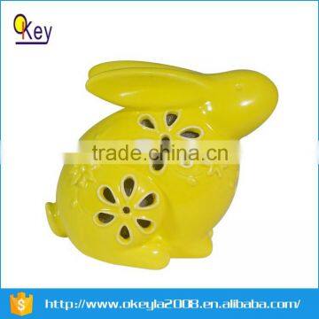 Ceramic rabbit figurines with LED lamp for 2015 Easter decoration