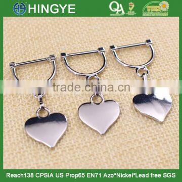 New arrival high gloss silver zinc alloy heart shape pendant for shirts SC-001