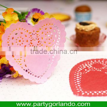 Wholesale Romantic Embossed red heart Paper Cake Doilies 10 inch (400pcs)