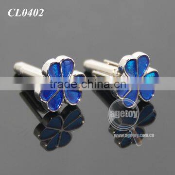 Clover Shaped Cufflink Fashion Enamel Zinc Alloy Sleeve Button Metal Personalize Cuff Links photo-2