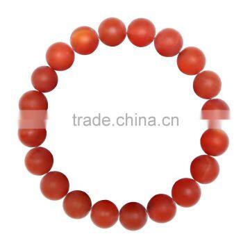 Gorgeous 10mm 7.5 Inch Matte Red Agate/ Carneline Gemstone Bangle Bracelet (Jewelry Box is not Included)
