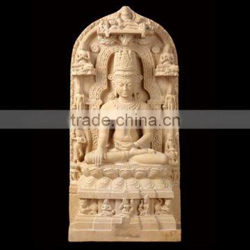 Antique Carved Yellow sandstone Buddha Statues