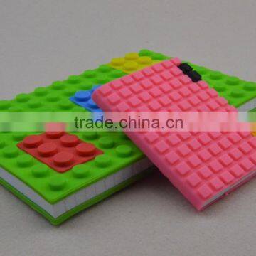 Pink 4x6 Unlined Silicone Building Blocks Cover Notebook with Brick Design Fastening Device