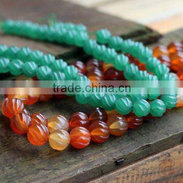 Gemstone carve line beads red agate beads carve line jewelry