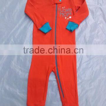 Infant cotton zipper baby zipper jumpsuits tolddlers zipper jumpsuits