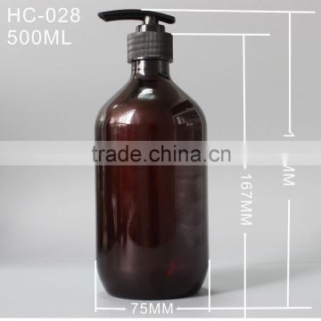 500ml empty amber PET bottles with lotion pump sprayer