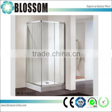 Corner frame sliding glass shower cabin shower door with tray