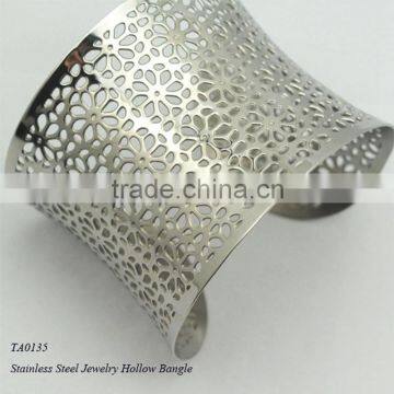 Fashion Hollow Out Heavy Cuff Bangles Cheap Stainless Steel Bracelet photo-3