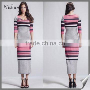 2015 Alibaba Wholesale Long Sleeve Maxi Dress Casual