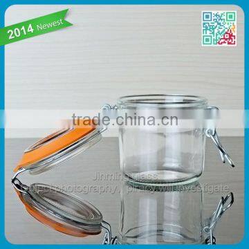 Wholesale Clear Airtight Duck Foie Gras Glass Jar With Metal Clip Glass Round Jar With Rubber Lid Food Honey Glass Storage Jar