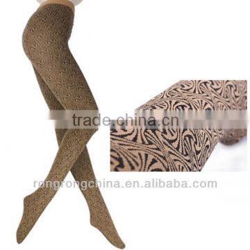 charming nude coffee flower design opaque pantyhose