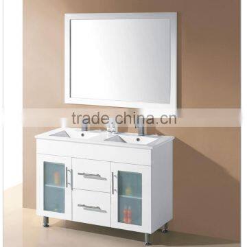 Modern 60 inch floor standing double sinks ceramic top mdf bathroom cabinet vanity