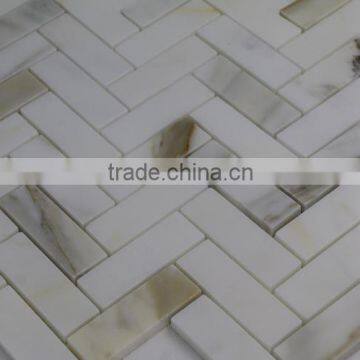 Basket Wave Pattern White Mosaic tile