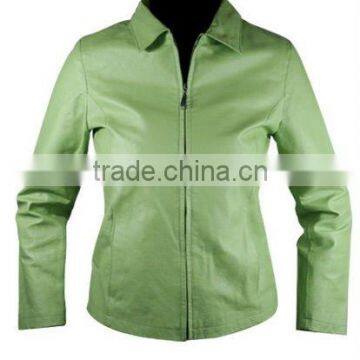 Ladies Colored Leather Jacket, Green Leather Jacket for Womens, Ladies Fitted Leather Jacket