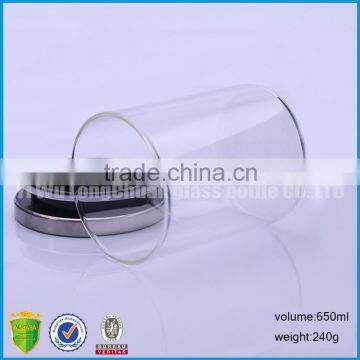 650ml Clear Straight Sided Wide Mouth Food Storage Glass Jars With Airtight Non Screw Stainless Steel Metal Lids