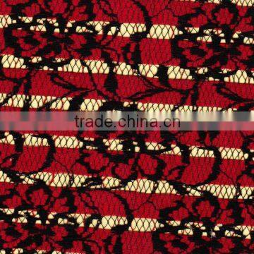 2069 red and black lace fabrics for dresses