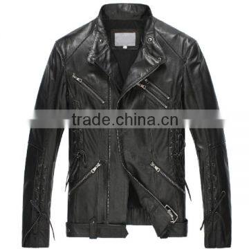 New Vogue Zipper Lacing Men's PU Leather Jacket