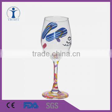 Trust wholesale custom Glassware Beautiful Goblet wine glass with slipper pattern Machine made