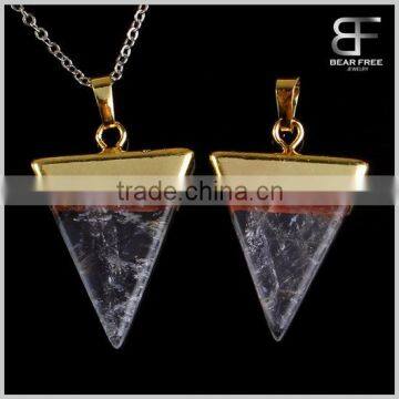 New Trendy Gold Plated Semi-Precious Gemstones Triangular Pyramid Chakra Pendant For Necklace Quality Choice photo-2