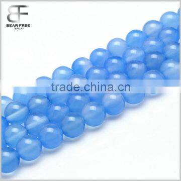 Natural Round Blue Agate Gemstone Loose Beads Strand 4mm/6mm/8mm/10mm