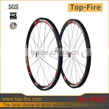 2014 high quality 38mm Carbon road wheels ,Carbon road wheels with straight pull hub & sapim Cx-ray spokes