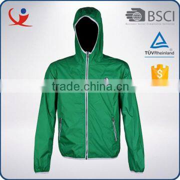 Custom waterproof breathable short lightweight summer green jacket