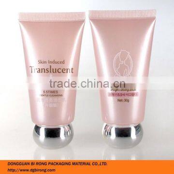 mini empty round plastic cosmetic use tubes with chrome screw cap