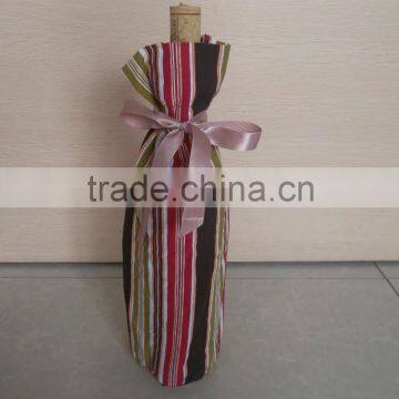 hot recycle cotton wine bag packing with ribbon