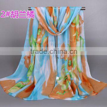 chiffon silk Scarf printed flower multicolor pashmina fashion beach shawls scarves summer muslim hijab