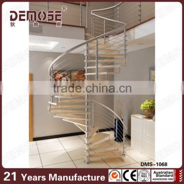 indoor wood and stainless steel staircase design